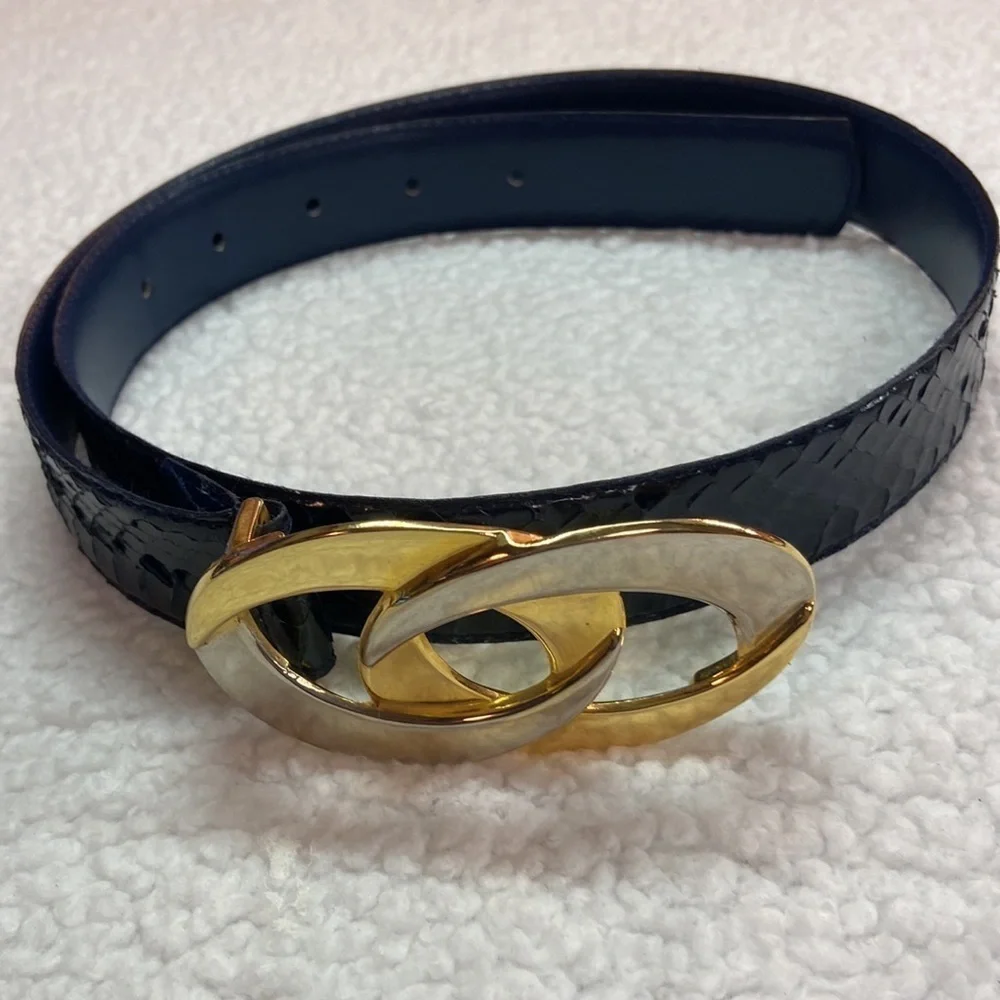 Genuine Snake Skin Navy Blue Belt S/M